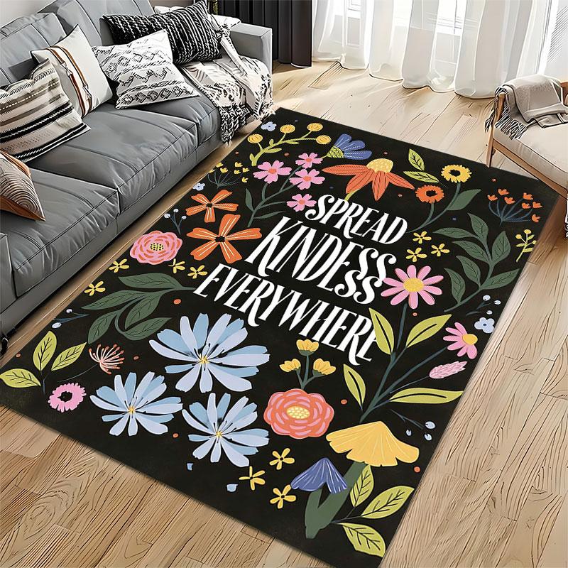 Floral "Spread Kindness" Carpet suitable as a non-slip mat for the living room or bedroom sofa