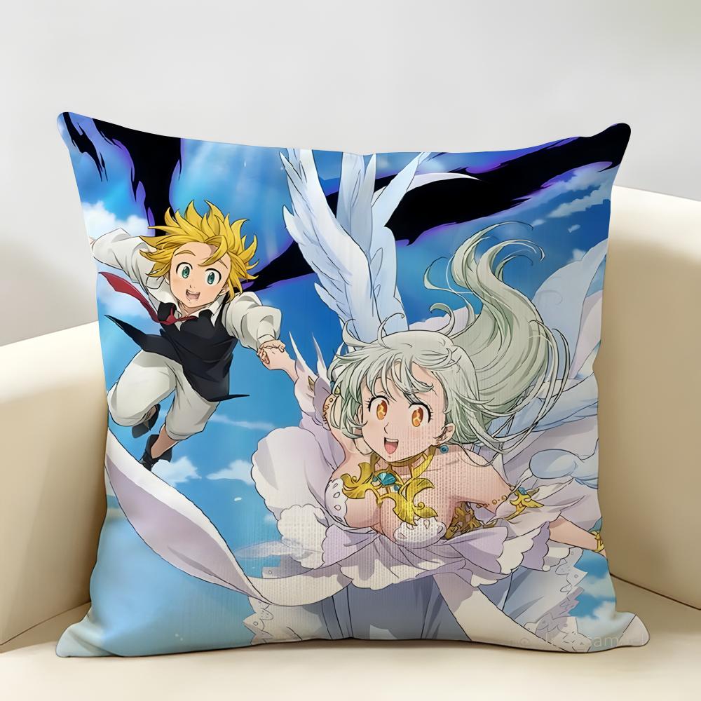 Anime DDeadly SSins Cushion Cover Natural Linen Organic Fabric DoubleSided Printing Room Sofa Decor Pillow Case