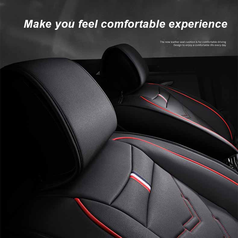 Leder Autositzbezug, Der Vollständig Umhüllende Autositzschoner mit Kopfstütze Lendenkissen Universelle Passform