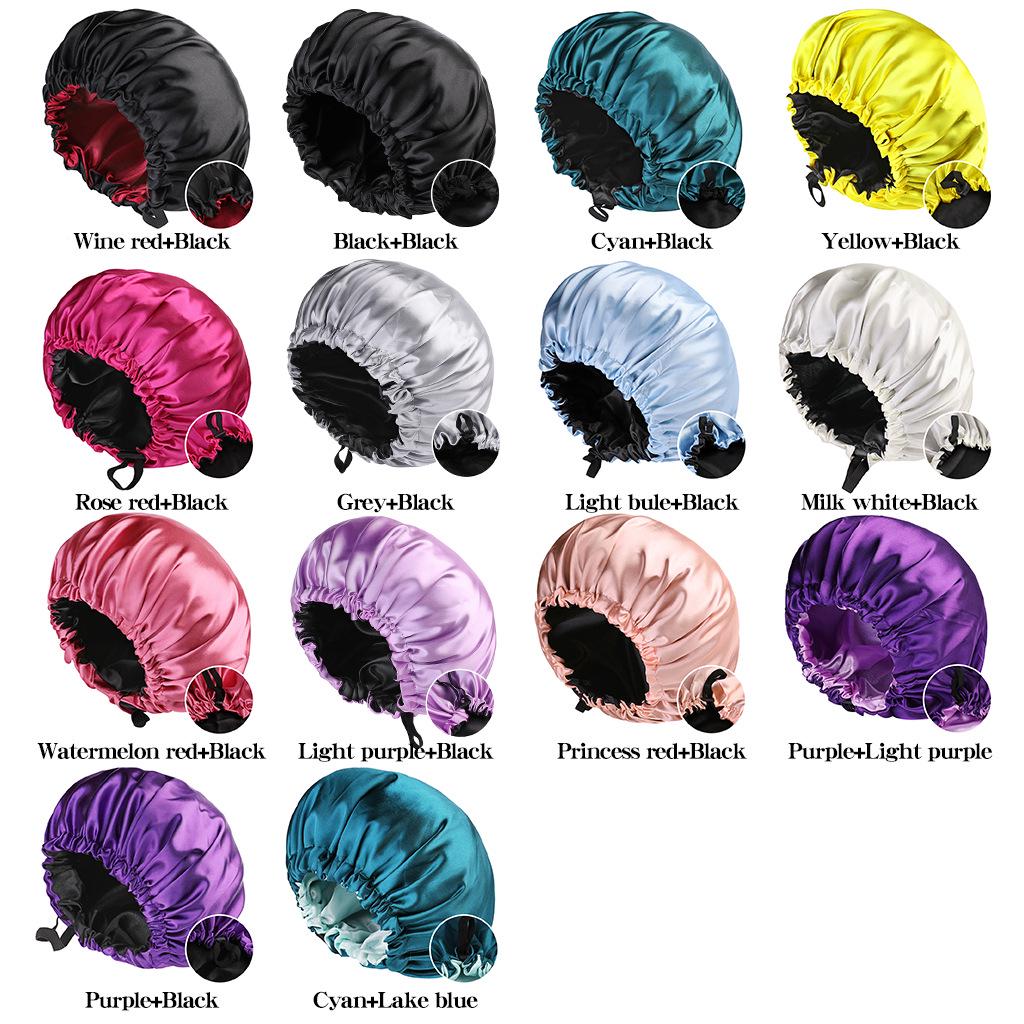 2024 Fashionable Double-Sided Satin Sleep Cap for Women - Elastic, Stylish Hair Protection with Button Design