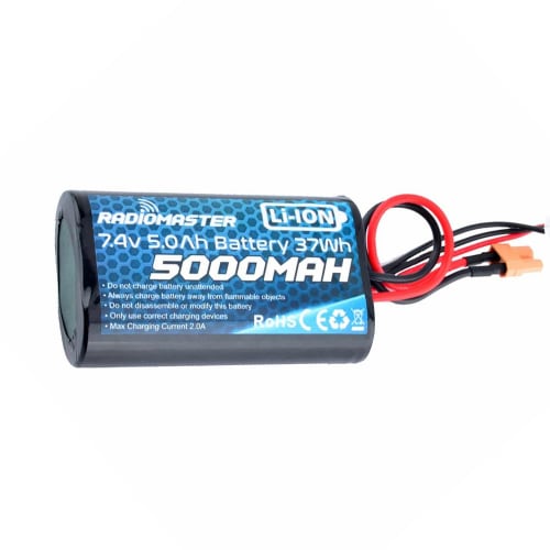 RadioMaster 7.4V 5000mAh 2S Lithium Battery for TX16S, MT12, and TX12 MK2 Transmitters with JST-XH and XT30 Connectors