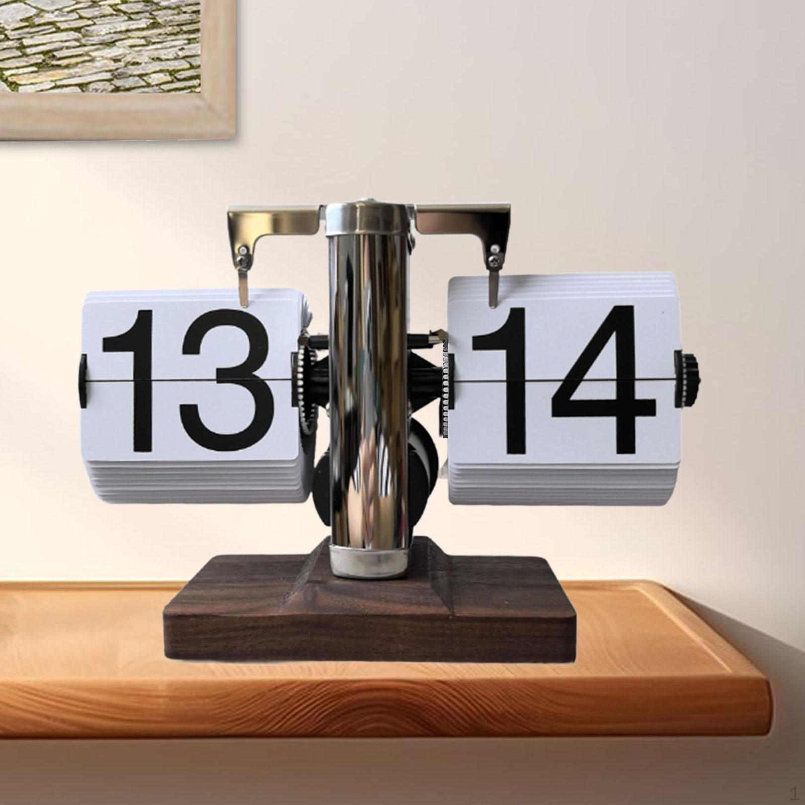 

Настольные часы с автоматическим перелистыванием страниц и деревянной основой для спальни-кафе Metal and White