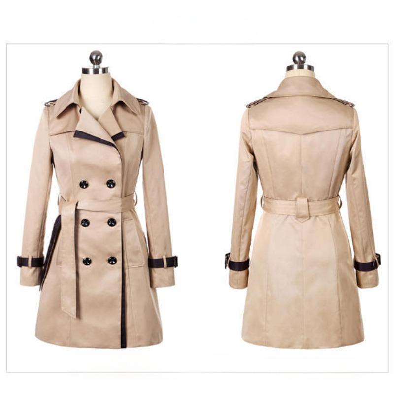 

Корейский стиль, утягивающее весенне-осеннее женское ветровка средней длины пальто S