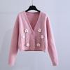 Handmade Chunky Knit Flower Cardigan for Women - Early Autumn Korean Style