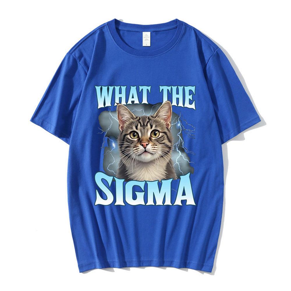 What The Sigma Funny Meme Cat Graphic TShirts Unisexs Women Cotton Casual Oversized Short Sleeve T Shirts Fashion Cotton T Shirt
