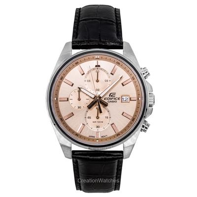 Edifice Analogowy Standardowy Chronograf Skórzany Pasek Łososiowa Tarcza Kwarcowy EFV-610EL-5A 100M Zegarek Męski