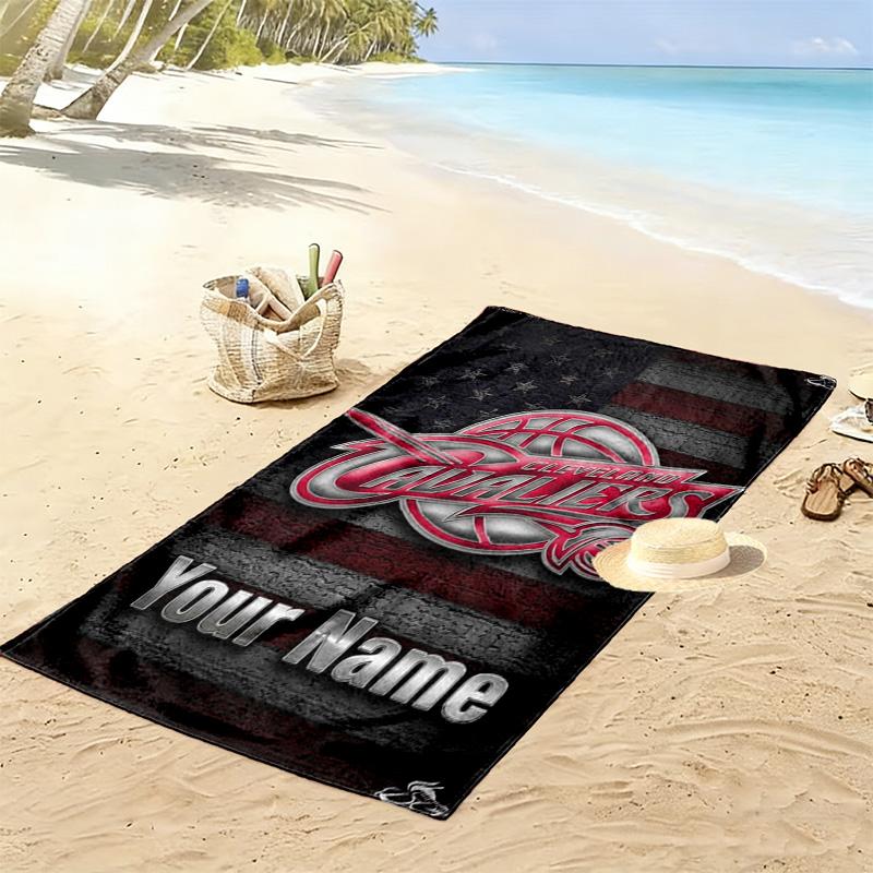 Name Custom Cleveland Cavaliers Logo Print Beach Towel, Large Soft Quick Dry Towel for Beach Camping Swimming