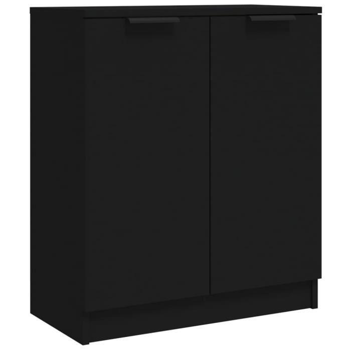 3115773 vidaXL Buffets 2 pcs Noir 60x30x70 cm Bois d'ingénierie