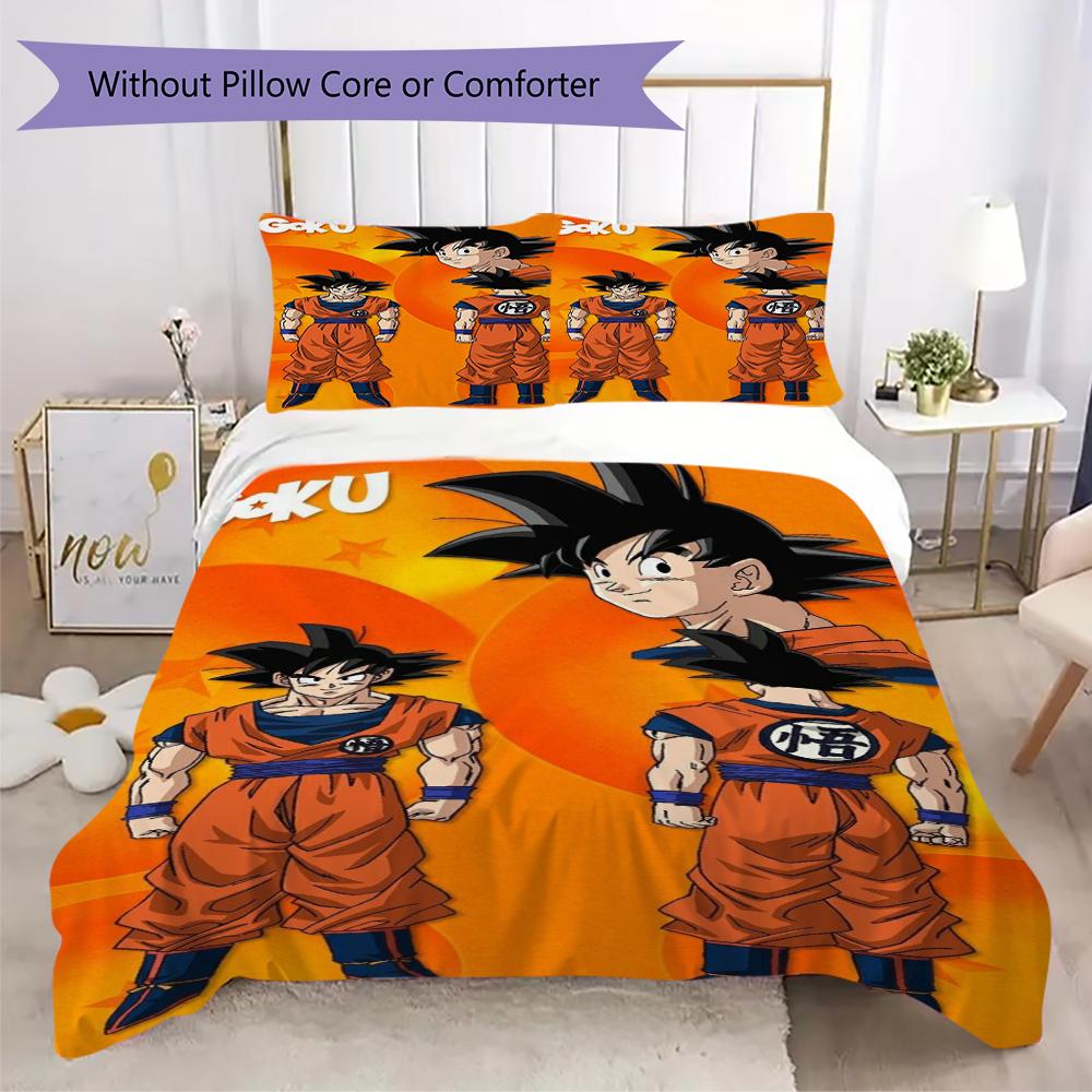 Goku Dragon Ball Threepiece Set 1 Duvet Cover 2 Pillowcase Without Core Without Core Bedding Set Soft And Comfortable