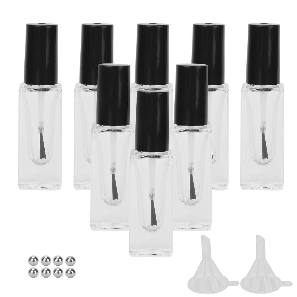 8 Stück Nachfüllbare Nagellackflaschen Transparentes Glas Nagellack Rechteckige Flaschen 7ml