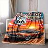 1 Stück Route 66 Flanelldecke [Gemütliche Überwurfdecke] Für Sofa, Bett, Reisen, Camping, Wohnzimmer, Büro, Couch, Stuhl Und Bett
