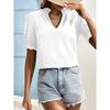 Women's Short-sleeved Tops Summer New Fashion T-shirt Versatile V-neck Shirt Lantern Sleeve Splicing Lace Blouse