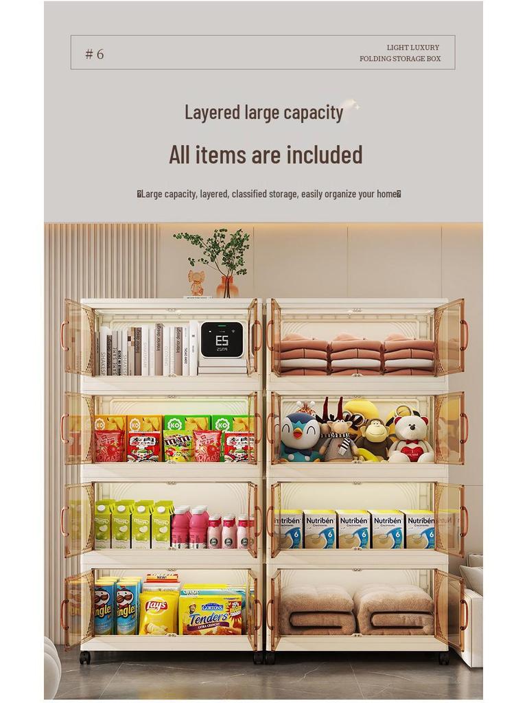 Premium Foldable Toy & Clothes Storage Cabinet - No Assembly, Multi-Layer, Large Capacity