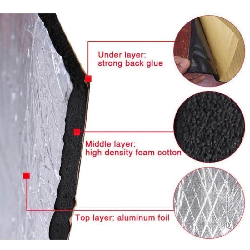 500x2000x5/10mm Aluminum Foil Sound Deadener Mat Self Adhesive Acoustic Thermal Pad Automobile Audio Sound Insulation Mats