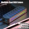 10 In 1 Powered USB HUB USB 3.0 Interface Individual Switch RGB E-Marker Heat Dissipation Design DC 5V Power Supply Adapter