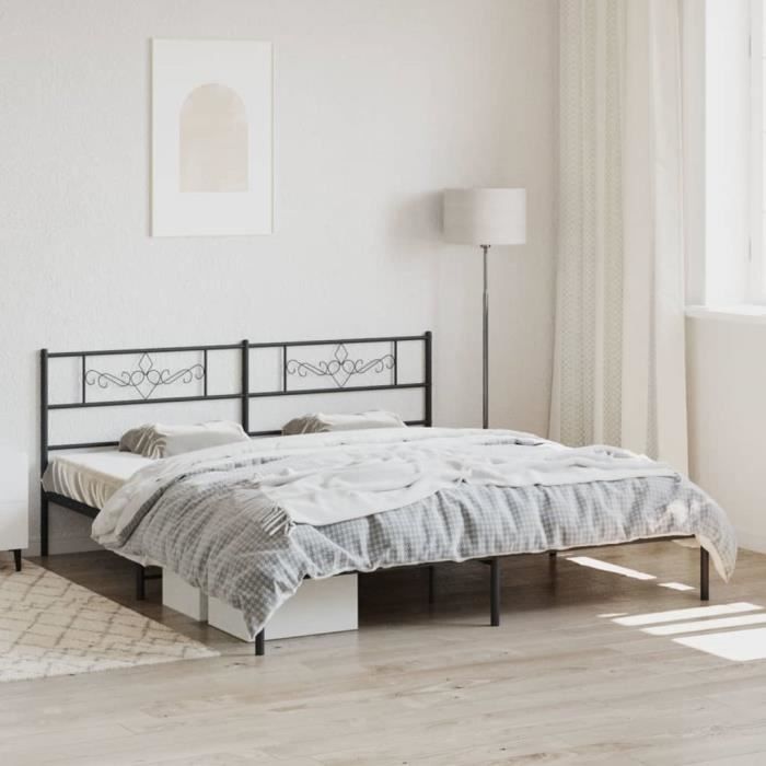 VidaXL Cadre de lit métal avec tête de lit noir 193x203 cm 355273