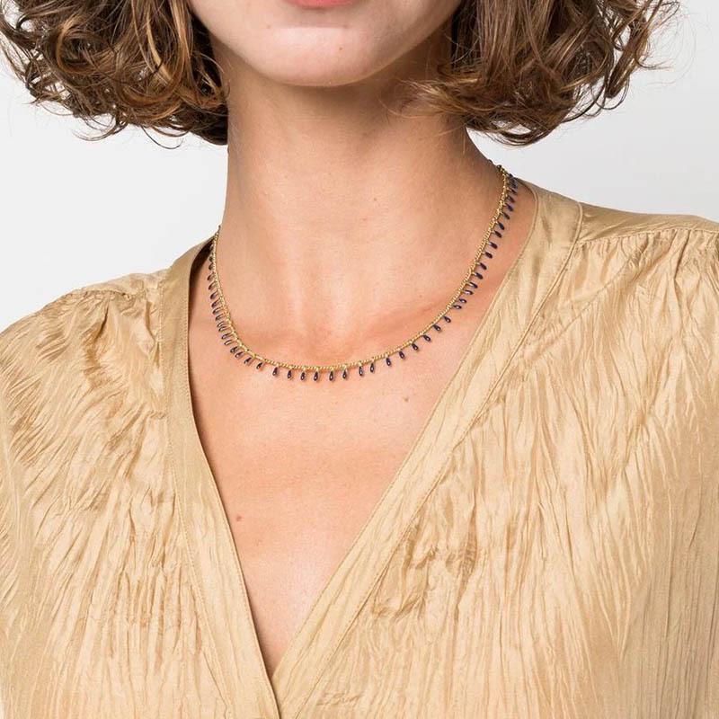 Bohemian Water Drop Enamel Necklace: Simple, Versatile Clavicle Chain for Women