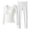With Chest Pad Women Thermal Underwear Lace Solid Color Warm Long Tops Pants Set Body-Shaping Soft Slimming Underwear Underwear