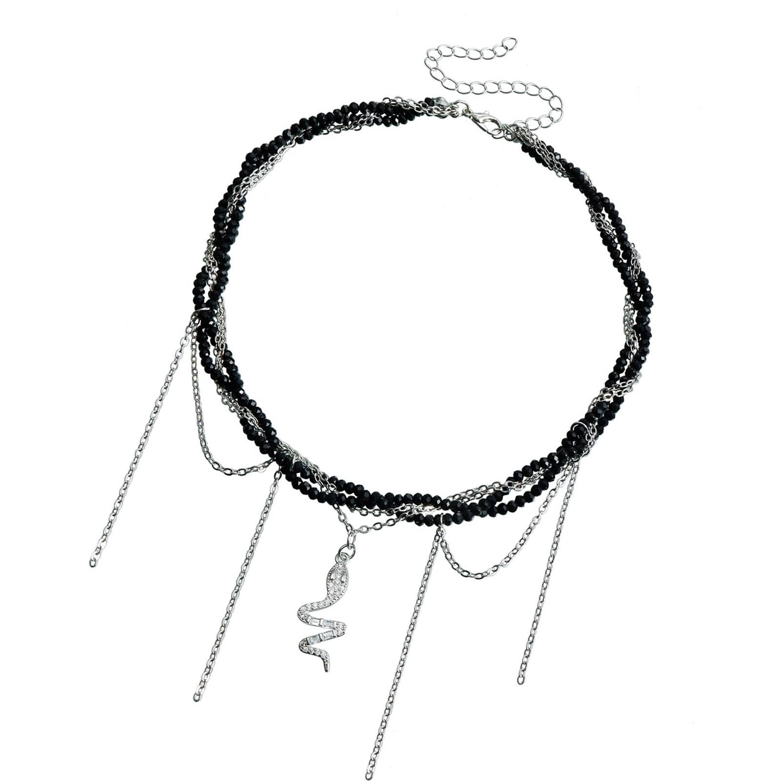 

Модне кольє з міцних скляних кристалів у формі хрестів зі стильним дизайном стразів на елегантному ланцюжку у формі змії T2