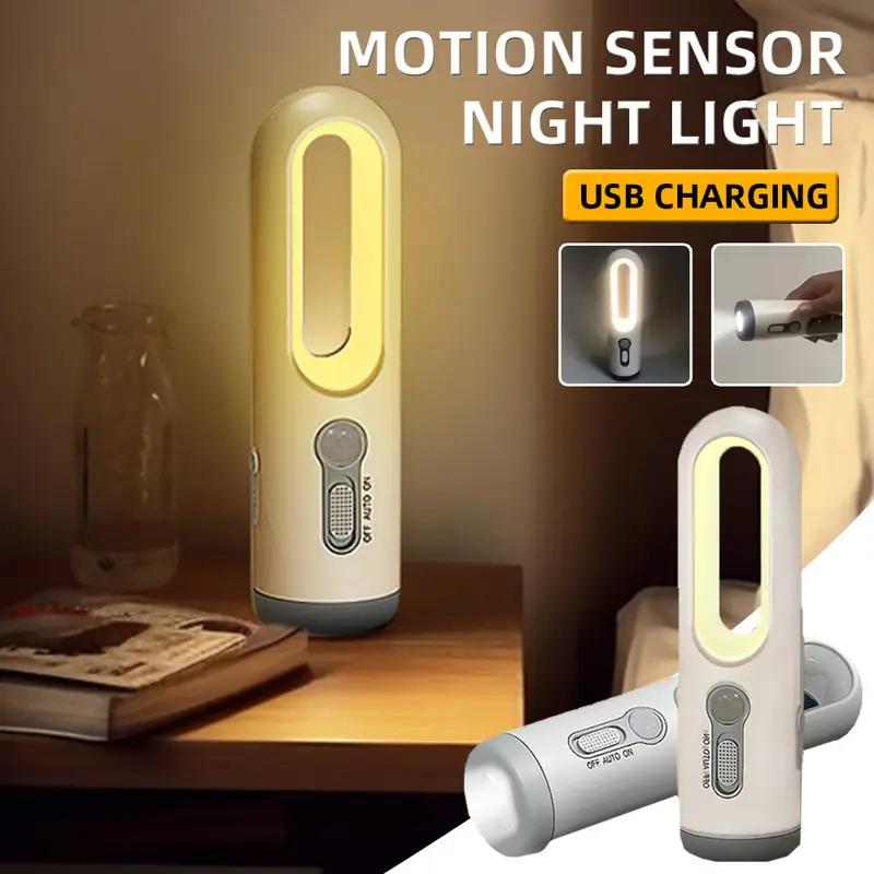 Portable 2 In 1 Flashlight Motion Sensor Night Light Bedroom Bathroom Reading Camping Lighting Baby Feeding Eye Care Bedside Lam