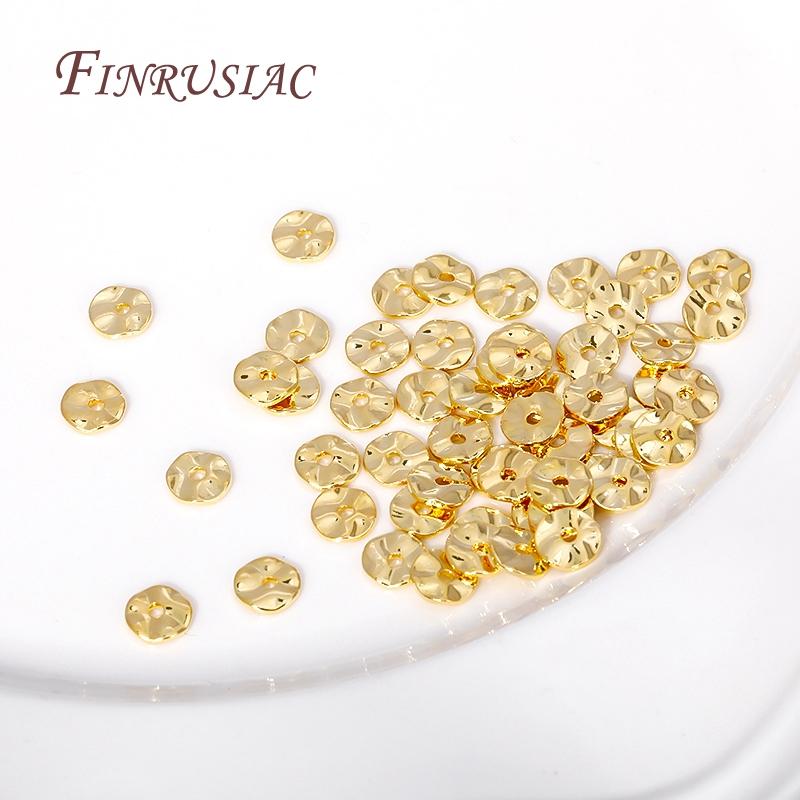 Wave Curling Round Bead Separators DIY Beading Jewelry Making 4/5/6MM 18K Gold Plated Wave Flat Spacer Beads