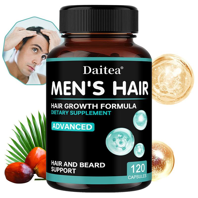 Daitea Men's Hair Wellness Formula Supplement, Saw Palmetto & Biotin, with Horsetail, 120 Caps