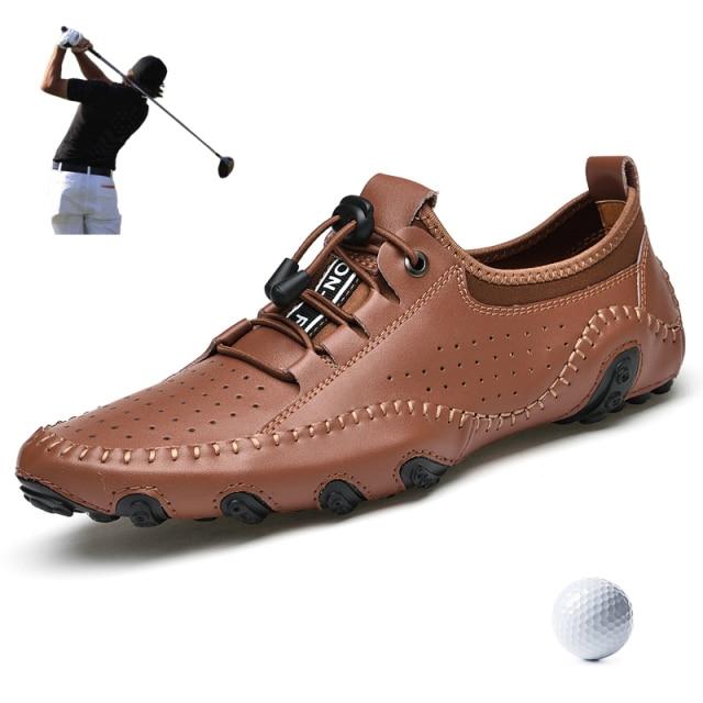 Men Golf Leisure Sport Shoes Leather Sneakers Outdoor Turf Golfer Training Sport Shoes Breathable Large Size 46 47 Golf Trainers