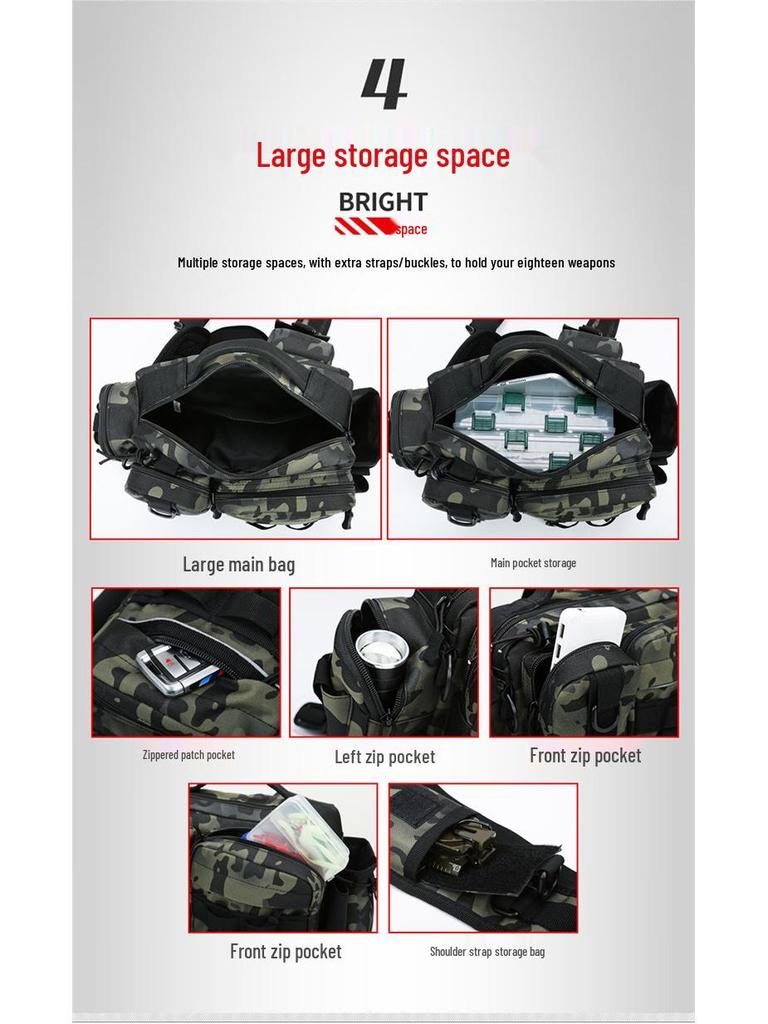Men's Large Capacity Crossbody Fishing Tackle Bag - Multifunctional Chest Bag for Outdoor Use