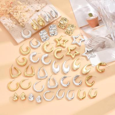 Exquisite High-End Metal Hoop and Stud Earrings with Niche Design