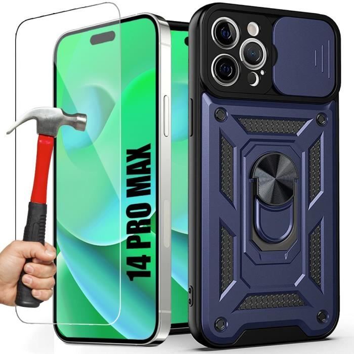 Schutzhülle - für iPhone - 14 Pro Max - Marineblau - Hart - Mit drehbarem Ständer