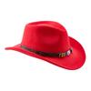 (One Size, Red) Western Cowboy Hat for Women Men Bohemian Cowgirl Hat with Beads Trim Outdoor Sun Hat