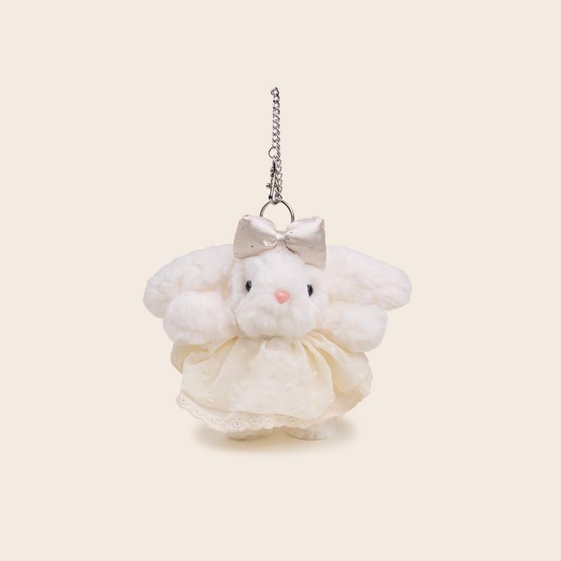 Fallen Rabbit Eared Plush Pendant Lolita Jk Doll Floral Plaid Skirt Design Bow