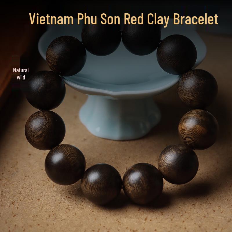 Vietnam Phu Son Red Soil 2.0 Natural Sinking Grade Agarwood Bracelet - Aromatic and Collectible. 20mm