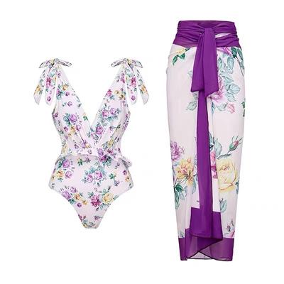 New One-piece Swimsuit for Women with Tight Slim Sexy Straps Chiffon Skirt Swimsuit Set