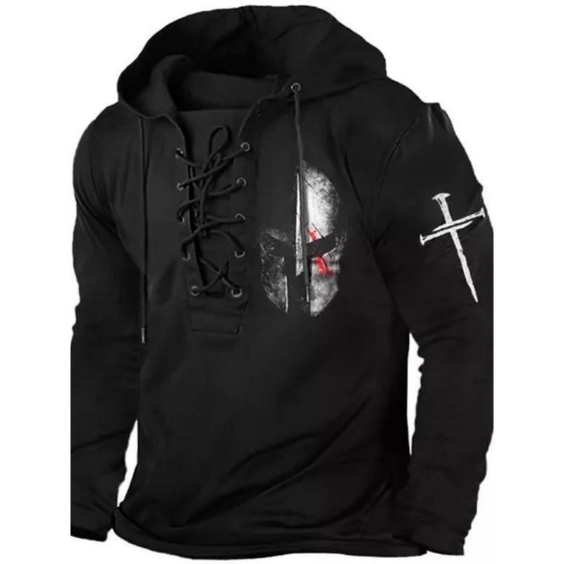 Herren Kapuzenpullover Lockerer Schnitt Mit 3D Digitalem Tierdruck Air Layer Stoff Langarm Freizeit Oberteil Alles