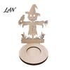 Small Tealight Display Halloween Wooden Candle Holder, Silhouette Ghost/Bat/Scarecrow/Bat Ghost Decor Holder for Home Table Fireplace Black Cat Base