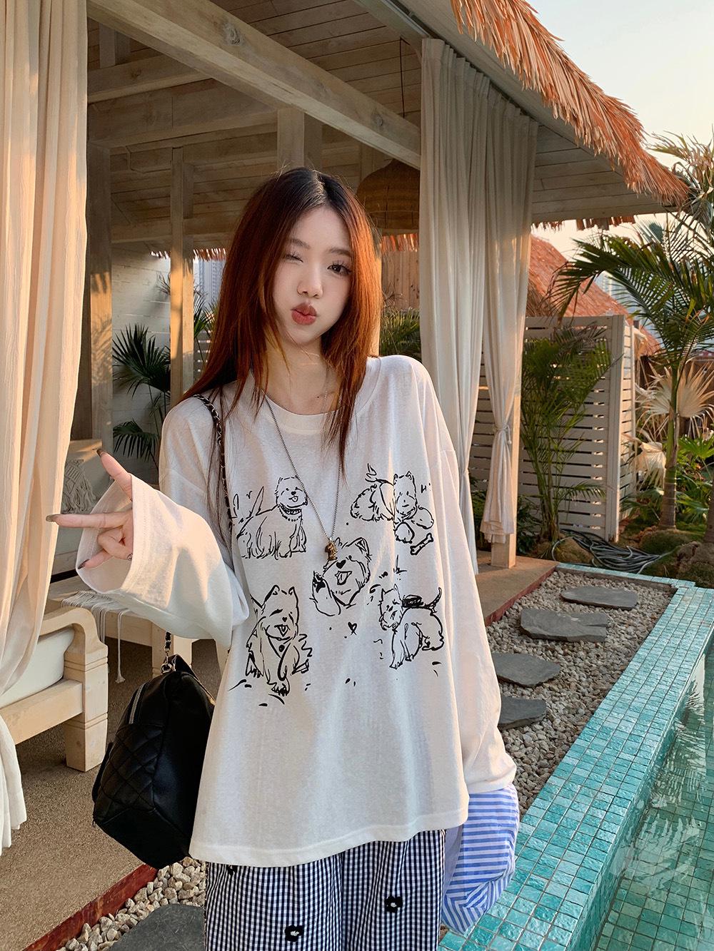 

Женский летний кардиган с милым принтом щенка для защиты от солнца – Микропрозрачный, приталенный, свободного кроя, с длинным рукавом S белый