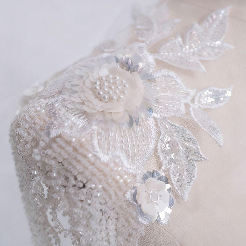 Heavy Industry Tassel Chain Long Tassel Sequins Ornaments Embroidery Cloth Stickers White Gold Color Embroidery Patch
