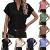 Women's Summer Tops V Neck Short Sleeve Shirts Loose Flowing Tunics Color Dressy Casual Shirts