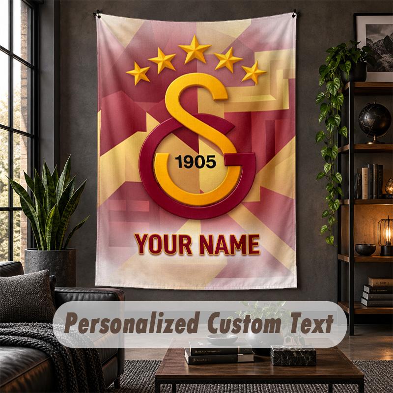 Arazzo da Parete Stampa Galatasaray FC Testo Nome Personalizzato Appeso a Parete Decorazione per la Casa