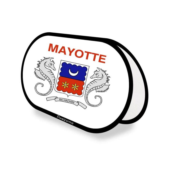 Drapeau Ovale - Mayotte - 70 x 120 cm - Polyester - Impression recto/verso - Pliable rétractable
