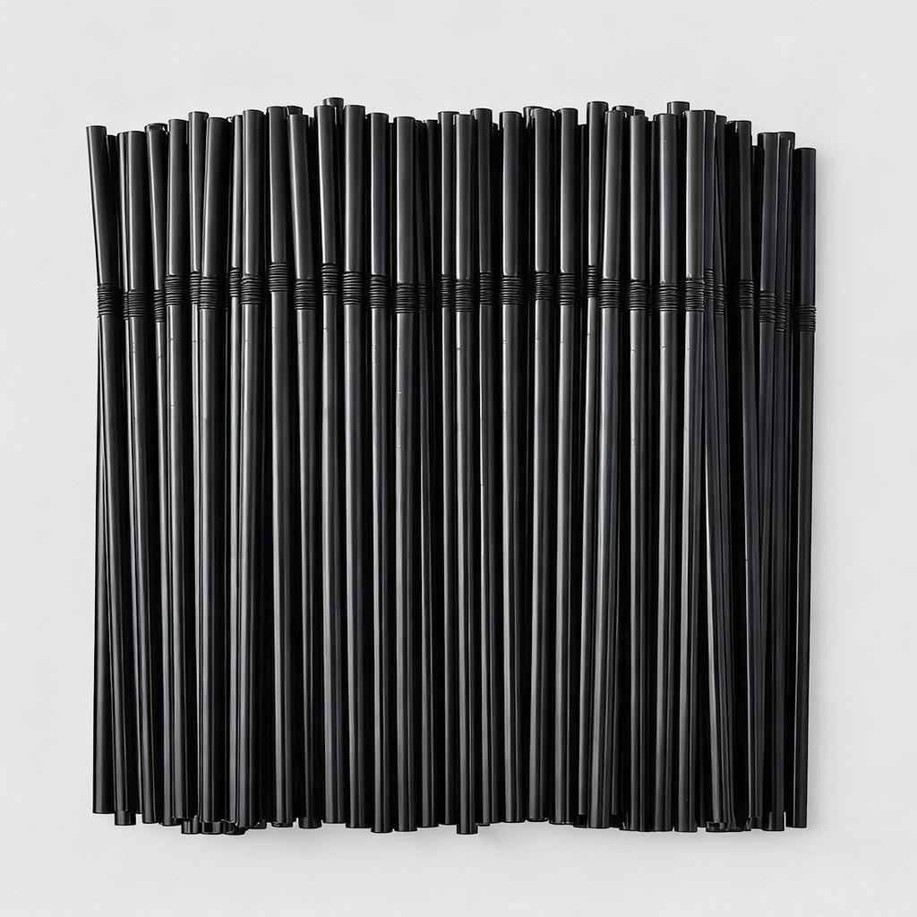 Food Grade Colored Flexible Plastic Drinking Straws For Juice And Milk Tea 100 Pack