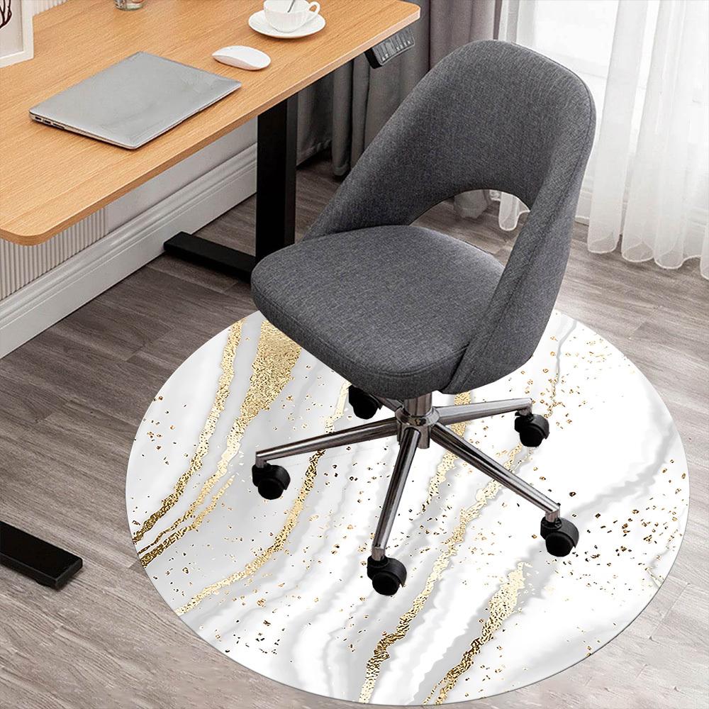 1pc Marble Gold Round Chair mat Area Rug - Non-Slip, Floor Mat for Office, Bedroom, and Indoor Decor c1125349