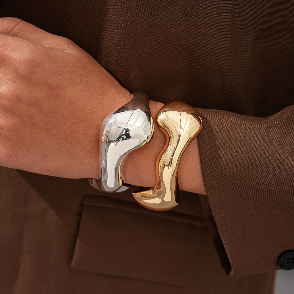 Metallic Glossy Geometric Irregular Opening Bracelet Simple Commuter Environmentally Friendly Bracelet