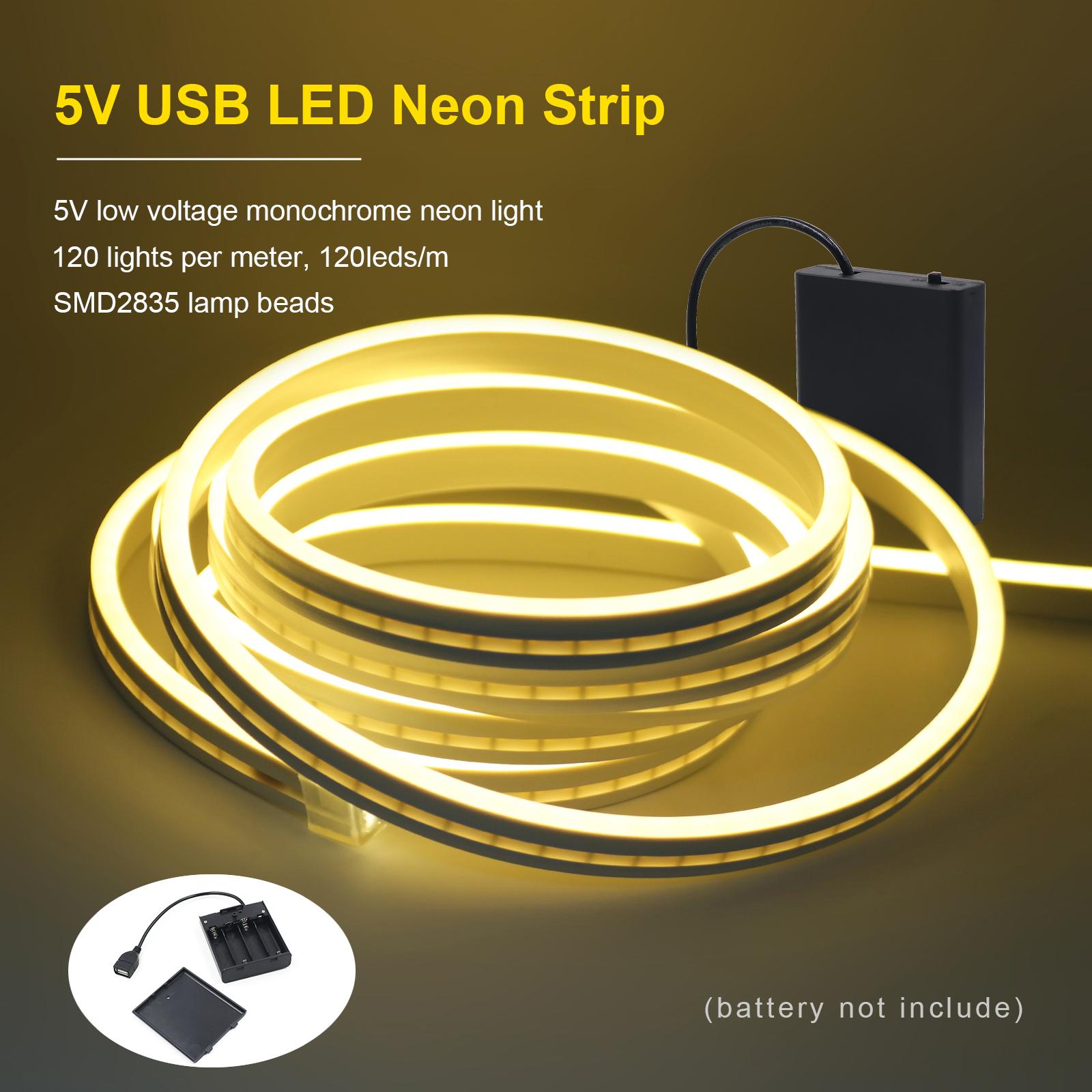 

5V Neon Strip USB Battery Powered 2835 120Leds/M White/Blue/Pink/Yellow/Green/Red Home DIY Decor Flexible Ribbion Rope LED Strip 0.5m теплый белый
