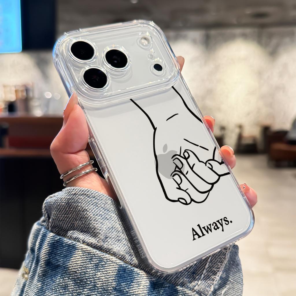 Couples Holding Hands Shockproof Transparent Case For iPhone 16 Pro Max 17 15 14 Pro 13 12 11 Pro Max  7 8 Plus Silicone Fundas
