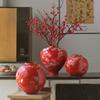 Ceramiczny Wazon Czerwony Styl Chiński Retro Może Wazon na Kwiaty Ręcznie robiony Porcelanowy Wazon Doniczka Akcesoria do Aranżacji Kwiatowych