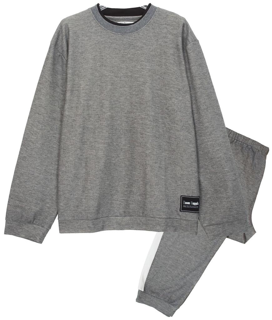 ON NISHIKI Sweatshirt Top and Cotton Long Long Cardboard Knit Loungewear Men's Set, Bottoms, 100% Lining, Skin-Friendly, Sleeves, Pants, Material,