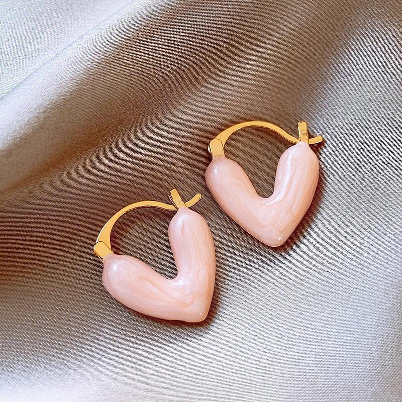 Monet garden oil painting style love flower pearl earrings fashion temperament stud earrings French sweet small fresh earrings