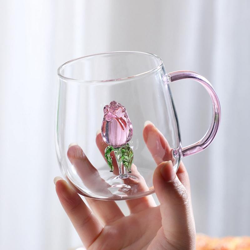 Set Di 4 Tazze In Vetro A Righe Da 350 Ml Con Coperchi In Legno E Cucchiai Dorati - Bicchieri Trasparenti Per Latte, Tè E Succhi - Eleganti E Versatili